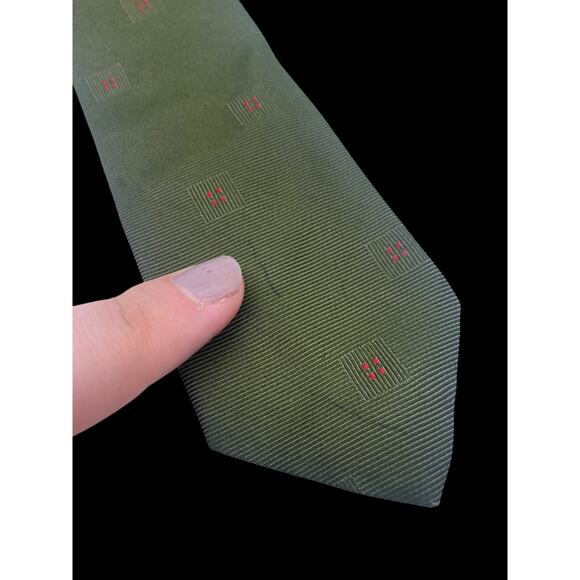 Vintage Bronzini Tie Necktie Skinny 1960s Green Preppy Disco Academia Retro - Picture 4 of 7